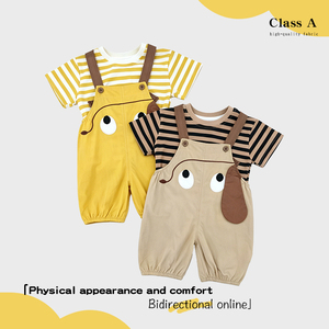Summer New Boys and Girls Cartoon Round Neck Short Sleeve Baby <strong>Bodysuit</strong> 0M-5years Baby Leisure <strong>Suspender</strong> Pants Baby Clothes - Product Image 2