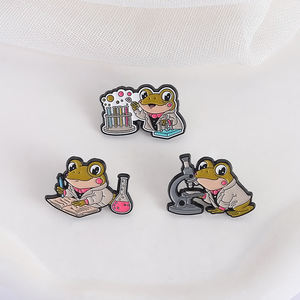 Alfileres de esmalte de rana de laboratorio divertidos dibujos animados, vasos de precipitados para profesores de ciencia y tubos de ensayo, broches de microscopio, insignia de solapa, regalos de joyería - Product Image 2