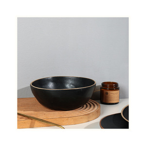 Black Xw Shadow Black Series <b>Light</b> Luxury Retro Hot Pot Barbecue Plate for Restaurant Cold Dish Fast Food Ceramic Tableware - Product Image 4