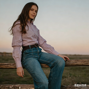 Camicia da donna POXIAO, a maniche lunghe, con ricamo, abbottonatura completa, in cotone leggero, colore <span class=keywords><strong>lilla</strong></span>, stile Western Arena. - Product Image 4