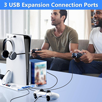 Nouvelle station de charge et de refroidissement pour console avec éclairage RGB coloré, support pour écouteurs et support de stockage pour disque dur mobile pour PS5 Slim