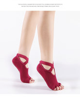 Chaussettes de sport personnalisées antidérapantes à brides croisées en coton pour la danse classique, ODM, à 5 doigts, entièrement ouvertes, invisibles à la cheville, avec grip, pour le yoga et le Pilates