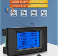 Voltímetro de amperímetro LCD Digital monofásico de CA, 80-260V, 20A, 4IN1, medidor de voltios eléctricos, potencia Kwh para Homekit