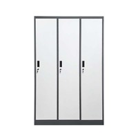 Casier de rangement métallique pour auberge de travail, vestiaire de salle de sport, casier de vestiaire à 3 portes en acier