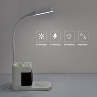 Vente en gros usb lampe de lecture led tactile moderne, lampe de table à intensité variable avec chargeur sans fil