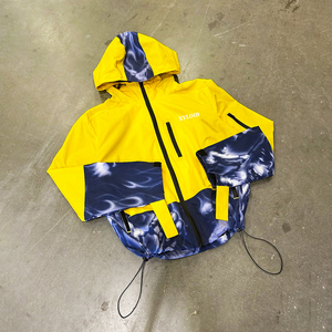 Veste coupe-vent personnalisée OEM avec fermeture éclair, respirante, imprimée numériquement, design patchwork, en nylon, pour hommes - Product Image 1