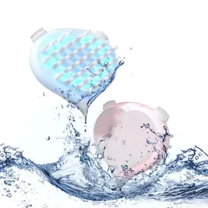 Cepillo de limpieza facial con vibración de silicona, productos de tendencias con ahorro de tiempo, novedad de 2023, cuarzo rosa y terapia de luz LED