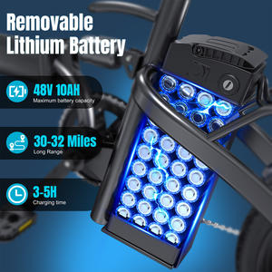 Mini vélo électrique pour adultes 350W Brushless, vélo électrique pliable, batterie au lithium <span class=keywords><strong>500WH</strong></span>, panier arrière, design stable - Product Image 5