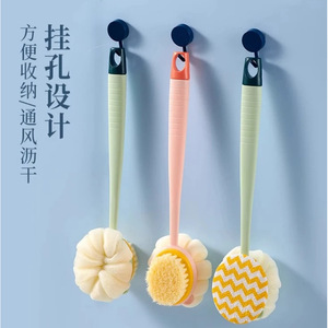 Long Handle Flower Bath <b>Brush</b> With Hanging Hole For <b>Back</b> Scrubbing And Exfoliation Adult Use PP Material - Product Image 1