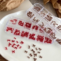 Paso Sico – 12 pièces de clous à ongles en verre brillant, tendance Xiaohongshu, mélange automne-hiver, pack mixte bordeaux pour nail art