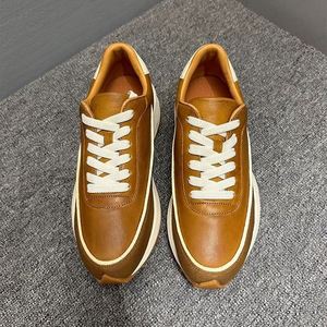 Baskets rétro en cuir véritable marron uni pour hommes, à lacets, avec doublure en mesh et semelle extérieure en Phylon, semelle épaisse, décontractées, printemps-automne - Product Image 3