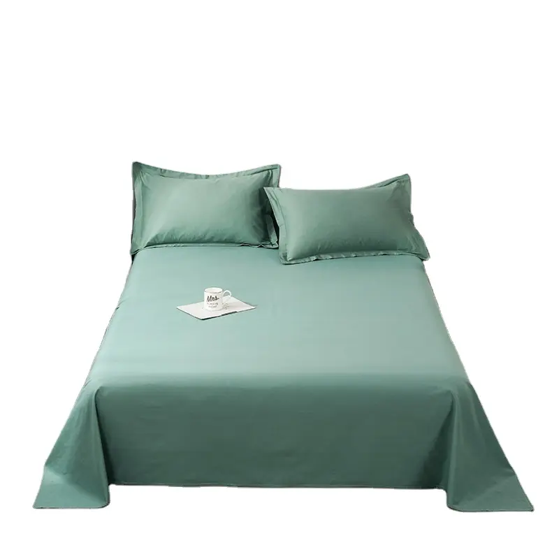 Drap de lit 100% coton de couleur unie populaire en gros drap plat pour la maison