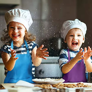 Ensemble tablier et <span class=keywords><strong>toque</strong></span> <span class=keywords><strong>de</strong></span> <span class=keywords><strong>chef</strong></span> pour enfants en polyester, imprimé personnalisé, tablier <span class=keywords><strong>de</strong></span> cuisine pour enfants, tablier <span class=keywords><strong>de</strong></span> pâtisserie avec bretelles réglables - Product Image 4