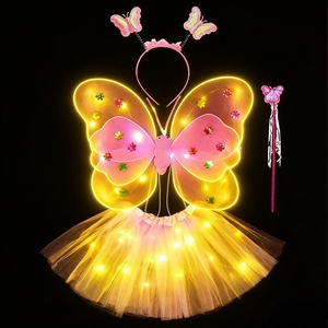 अनुसिन पंखों के नेतृत्व में चमकदार जादू की छड़ी और हेडबैंड पशु छोटे परी बेबी ड्रेसिंग तितली पोशाक तितली - Product Image 4