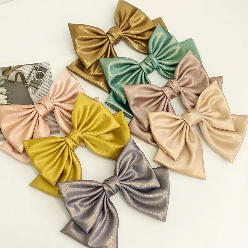 Koreanische New Style Bright Fabric Haars chleifen clips Zwei schicht ige Bowknot Hair Spring Clips für Mädchen