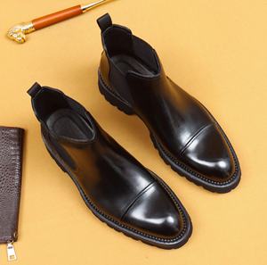 Chaussures de mariage confortables pour hommes, en cuir véritable, à bout en acier, à plateforme, avec coussin d'air, à enfiler, style Oxford montant, pour toutes les saisons - Product Image 6