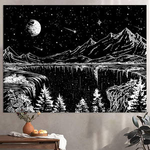 Indie Hippie Mặt trời Mặt Trăng Mandala tapestry-Boho psychedelic Orange thẩm mỹ tường trang trí cho phòng ngủ ký túc xá - Product Image 3