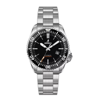 Montre de plongée automatique de luxe pour homme en acier inoxydable avec réserve de marche, cadran en cristal saphir, résistance à l'eau 20 BAR, logo personnalisé