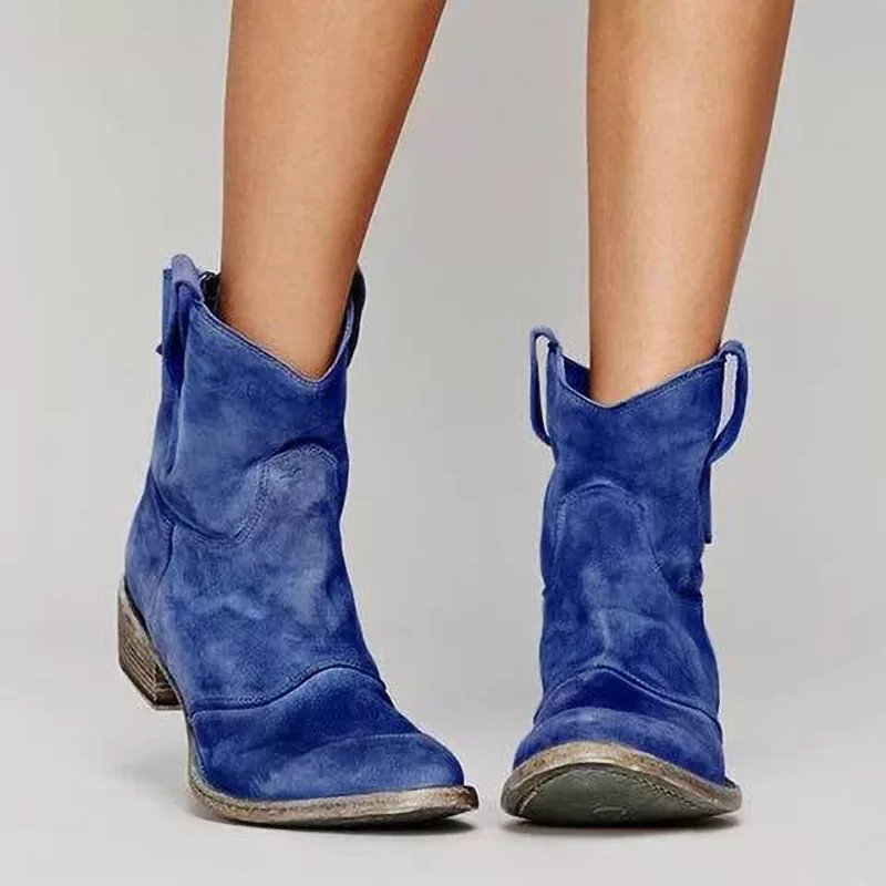Comprar botas de mujer azules de media caña baratas