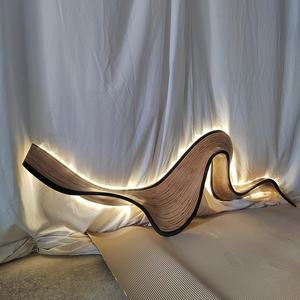 Decorazione Murale in Legno con Motivo a Onde, Scultura Curva in Legno per <span class=keywords><strong>Soggiorno</strong></span> e <span class=keywords><strong>Arredamento</strong></span> Casa - Product Image 3