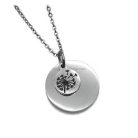 Collier disque de pissenlit personnalisé mère fille bijoux personnalisés cadeaux nom gravé collier en acier inoxydable