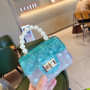 Boshiho <b>PVC</b> Pearls <b>Top</b> Handle Gradient Colorful Girls Mini Handbag Shoulder Crossbody Tote Beach Water Resistant Customizable - Product Image 5