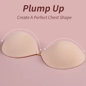 Push Up Padded Thicken Reusable Breathable Adhesive Invisible Gathering Cloth Adhesive Bra With Transparent Bra Strap