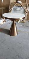 Table basse de luxe en acier inoxydable doré blanc, durable, moderne, écologique, facile à nettoyer, avec socle en marbre, pour salon