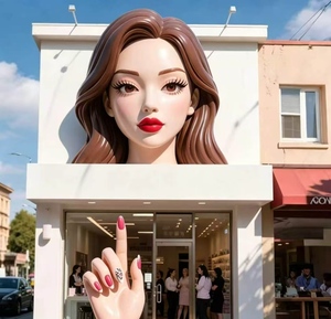 Custom Fiberglass 3D Beauty Sculpture Internet Famous <b>Wall</b> Decor For <b>Nail</b> Lash Salon Door Ornament Simulated <b>Nail</b> Display - Product Image 2