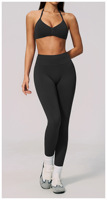 Ensemble de yoga 2 pièces pour femme : Soutien-gorge de sport sans couture dos nu et Legging taille haute sculptant et rehausseur de fessiers en Spandex/Nylon pour Pilates et Gym