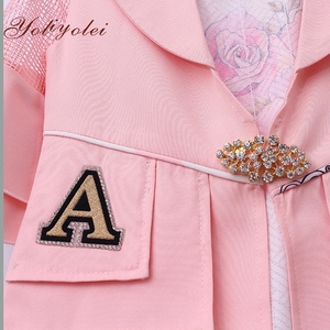 Abito <span class=keywords><strong>da</strong></span> battesimo in tessuto floreale per ragazze 2-8 anni stile dolce abito a-line con giacca rosa stampa abito formale <span class=keywords><strong>da</strong></span> ragazza - Product Image 3