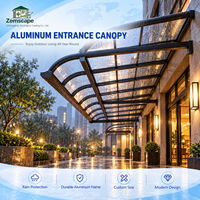 Auvent de terrasse moderne en aluminium courbé pour hôtel, restaurant, entrée, allée, terrasse au bord de la piscine avec protection contre le soleil et la pluie