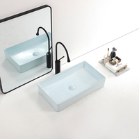 Fabricant chinois de lavabos en céramique bleus au design artistique, sanitaires, lavabos rectangulaires pour salle de bain