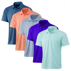 Men's Solid Color Short Sleeve Polo <b>Shirt</b> Quick Dry Knitted Polyester Casual Golf Wear <b>Collared</b> <b>T</b>-<b>Shirt</b> - Product Image 4