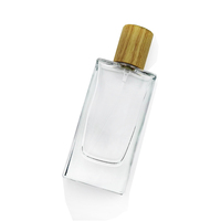 50ml lourd poids de luxe rectangulaire grand faible quantité minimale de commande de pulvérisation bouteille de parfum en verre cologne bouteille avec en bois non finis cap