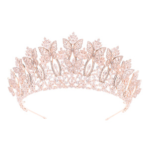 إكسسوارات شعر فاخرة عالية الجودة من الذهب والزركون على شكل فراشة وزهرة، تاج ملكي للعروس، تاج أميرة، إكسسوارات للحفلات والذكرى السنوية - Product Image 6