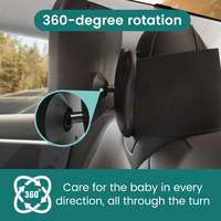Miroir de voiture portable contemporain orientable à 360° avec cadre ABS et fixation sur appuie-tête, en acrylique, orienté vers l'arrière pour bébé