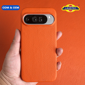 Étui de téléphone en cuir véritable fait à la main, grain de litchi, pour la série Google Pixel, coque de protection à chargement magnétique sans fil Qi pour Pixe - Product Image 1