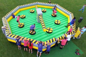 Diámetro 6m al aire libre inflable Meltdown Eliminator inflable Wipeout juego barredora <span class=keywords><strong>curso</strong></span> con máquina móvil <span class=keywords><strong>para</strong></span> niños adultos - Product Image 6