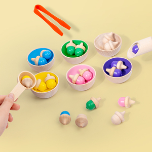 Fabbrica diretta giocattolo di ghianda Montessori gioco di Sorter in legno giocattolo di apprendimento per bambini conteggio matematico gioco di smistamento dei <span class=keywords><strong>colori</strong></span> - Product Image 3