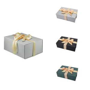 Bomboniera di vendita calda confezione di carta dorata orecchini quadrati in velluto, scatole regalo per espositori per gioielli con scatola ad anello/