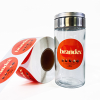 Rollo de Etiquetas Adhesivas Personalizadas con Logo de Marca para Alimentos, Etiquetas Redondas de Papel de Vinilo Impermeable para Sellado y Embalaje