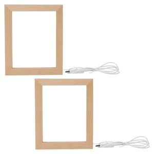 Cadre photo LED en bois de hêtre avec éclairage 3D en acrylique, veilleuse à capteur USB à lumière chaude, affichage décoratif mural - Product Image 1