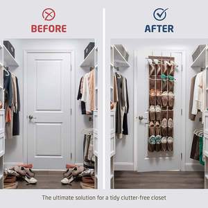 Hot Selling Closet Door Hanging <b>Shoe</b> Rack Organizer 24 Mesh Pockets Hanging <b>Storage</b> Bag With Hooks - Product Image 2