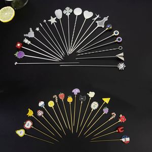 Custom Logo Metal Bar Stainless Steel 304 Stir Sticks Toothpicks <b>Tools</b> Decorative Food Drink Cocktail Picks Fruit Stick Garnish - Product Image 1