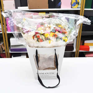 Custom Clear Window Transparent Tote Bag Flower Shop <b>Bouquet</b> Packaging Birthday Gift Bag Paper Gift Bag - Product Image 2