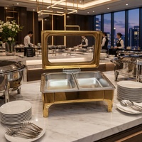 GOLDEN KEY OEM Vente en gros Chauffe-plat commercial 9L en acier inoxydable pour buffet, équipement de restauration pour hôtels et banquets