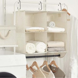 Fabric Hanging Closet Organizer with Garment Rod 4 Section Closet Hanging Shelves - Product Image 5