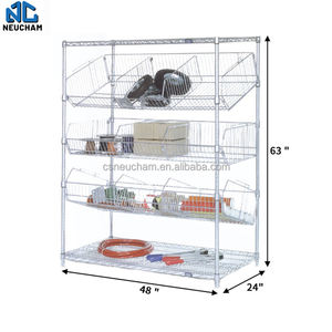 Chariot de ramassage mobile de chariot à <span class=keywords><strong>Chrome</strong></span> de chariot de chiffre d'affaires d'étagères de fil d'acier inoxydable avec des roues - Product Image 3