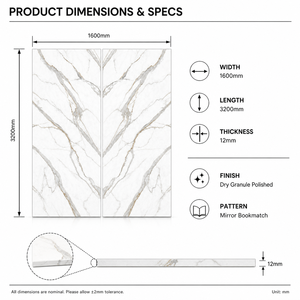 Lastra in Pietra Sinterizzata Calacatta Dorata Lucida 1600x3200x12mm, Lastra in Porcellana con Giunzioni a Libro <span class=keywords><strong>per</strong></span> Top Cucina e Rivestimento Pareti - Product Image 3